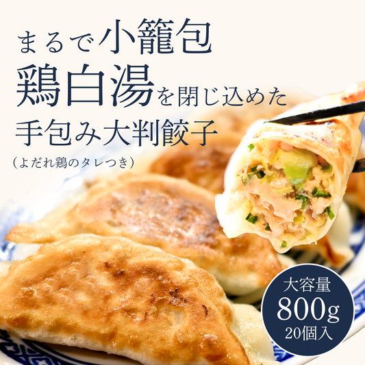 【大容量】まるで小籠包！鶏白湯スープを閉じ込めた手包み大判餃子  800g(20個)